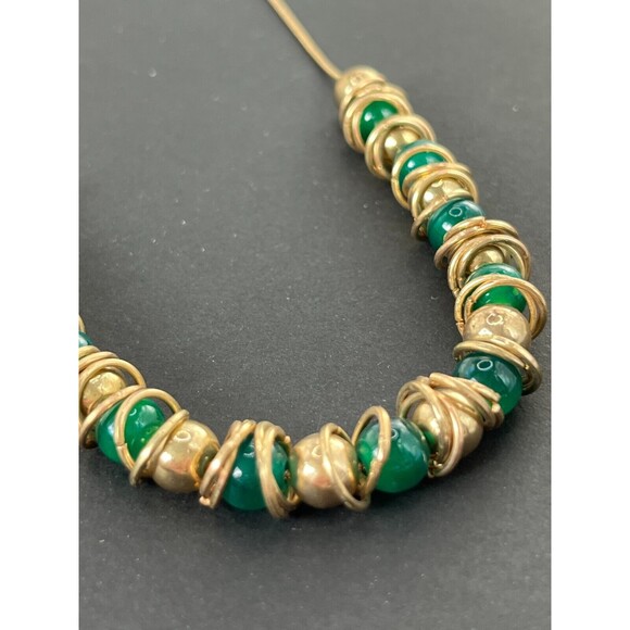 Sophisticated Classy Malachite and Gold Necklace Lobster Claw Closure 9" - Picture 2 of 6